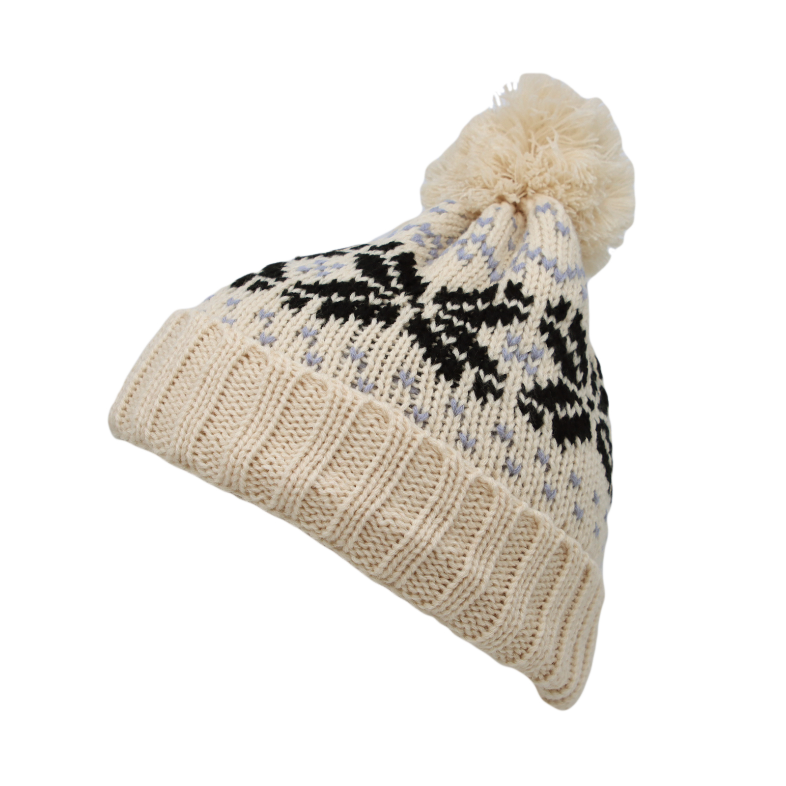 WITHMOONS Knit Fairs Isle Nordic Bobble Pom Beanie Hat JZP0026